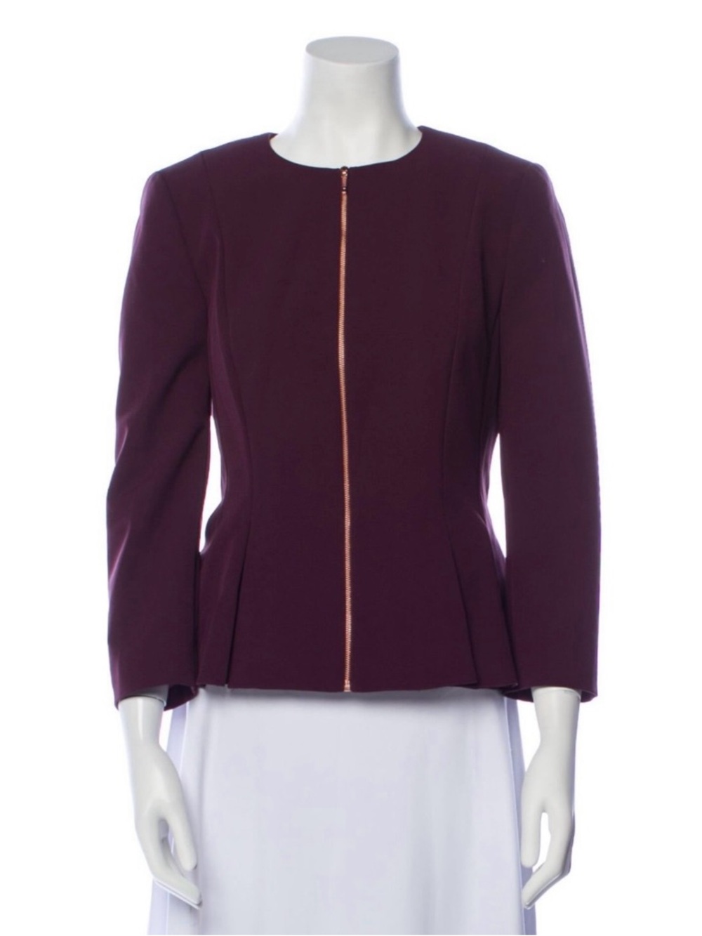Ted Baker London Peplum Blazer Deep Plum Rose Gold Ted 3 US 8